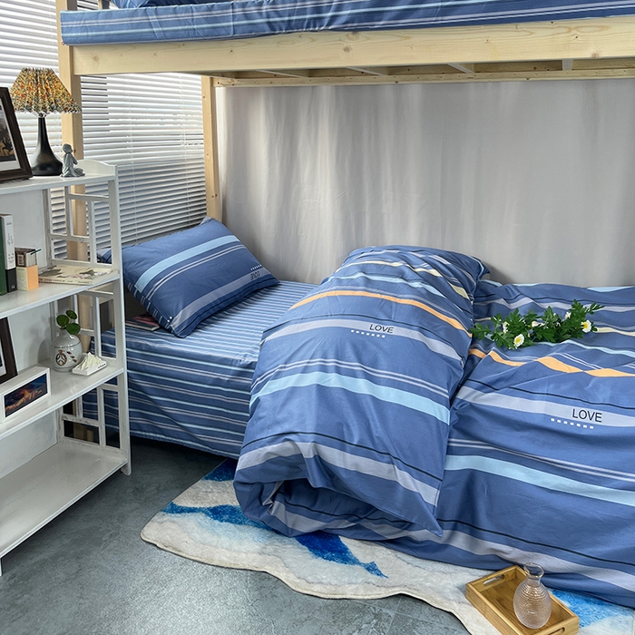 91家纺网 家纺一手货源 找家纺 云梦2025新款全棉印花学生宿舍套件  上下铺兄弟