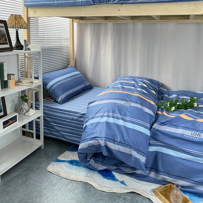 91家纺网 家纺一手货源 找家纺 云梦2025新款全棉印花学生宿舍套件  上下铺兄弟