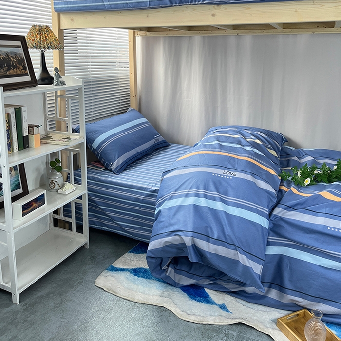 91家纺网 家纺一手货源 找家纺 云梦2025新款全棉印花学生宿舍套件  上下铺兄弟