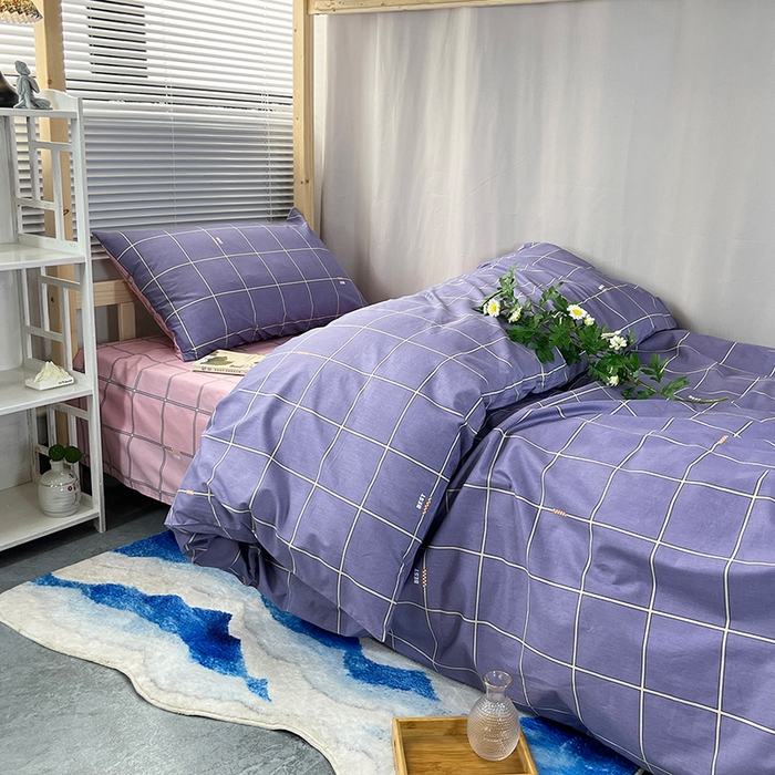 91家纺网 家纺一手货源 找家纺 云梦2025新款全棉印花学生宿舍套件 时间褶皱