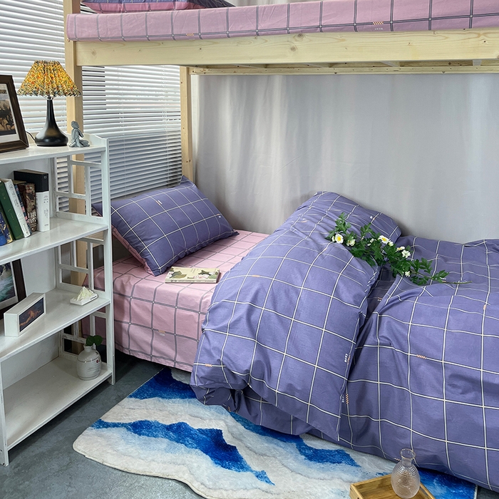 91家纺网 家纺一手货源 找家纺 云梦2025新款全棉印花学生宿舍套件 时间褶皱