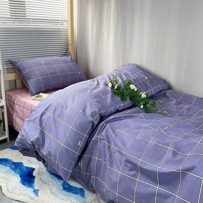 91家纺网 家纺一手货源 找家纺 云梦2025新款全棉印花学生宿舍套件 时间褶皱