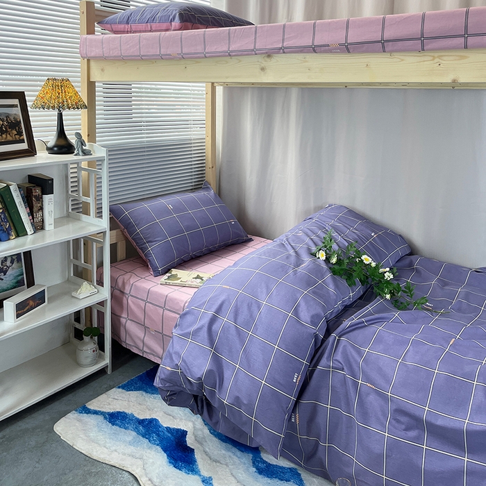 91家纺网 家纺一手货源 找家纺 云梦2025新款全棉印花学生宿舍套件 时间褶皱