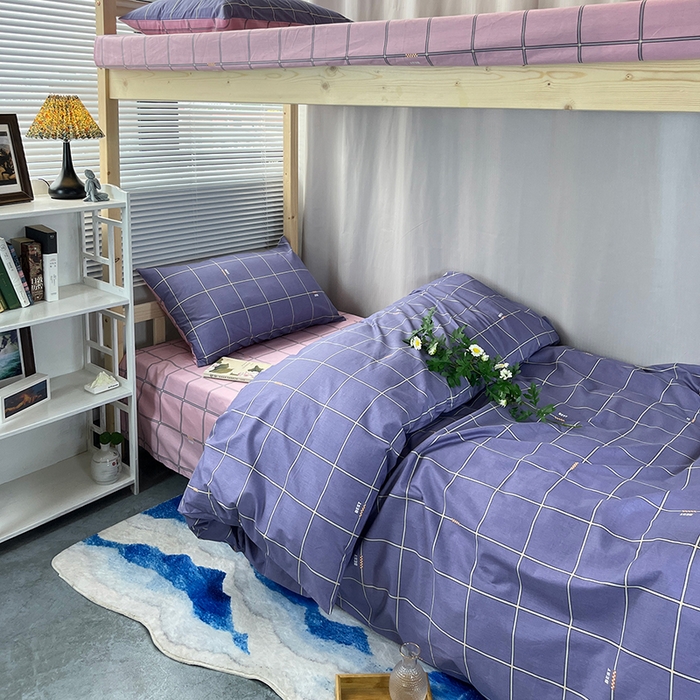 91家纺网 家纺一手货源 找家纺 云梦2025新款全棉印花学生宿舍套件 时间褶皱