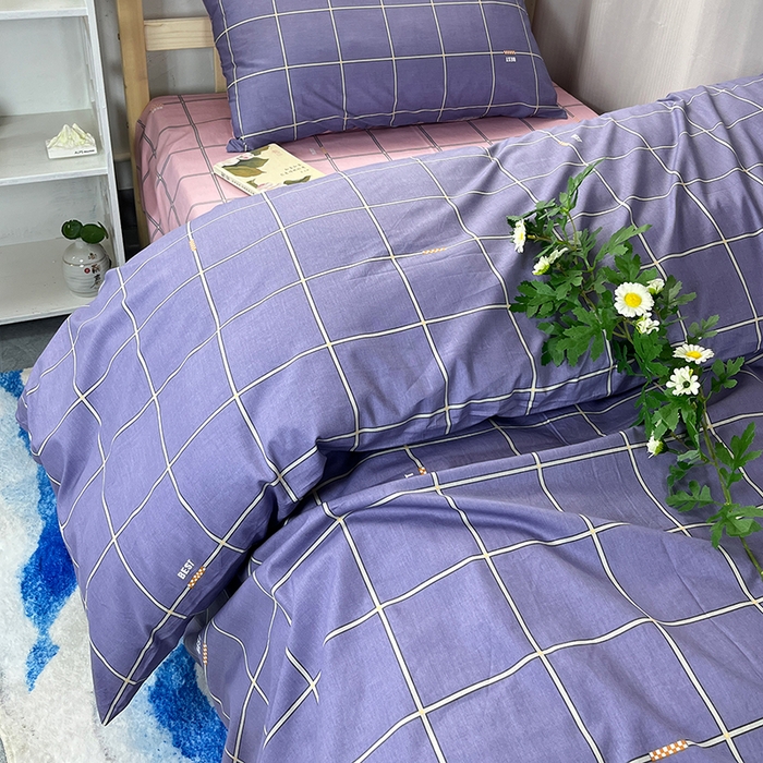 91家纺网 家纺一手货源 找家纺 云梦2025新款全棉印花学生宿舍套件 时间褶皱