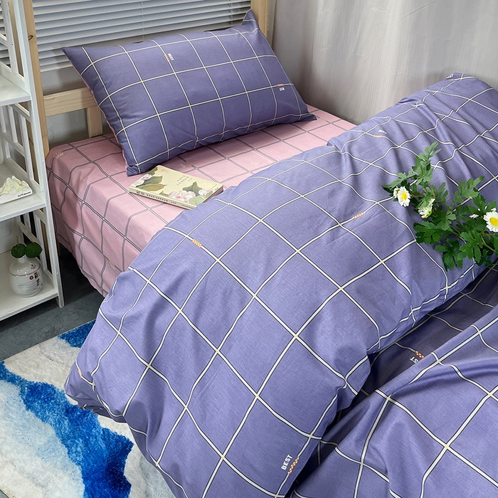 91家纺网 家纺一手货源 找家纺 云梦2025新款全棉印花学生宿舍套件 时间褶皱