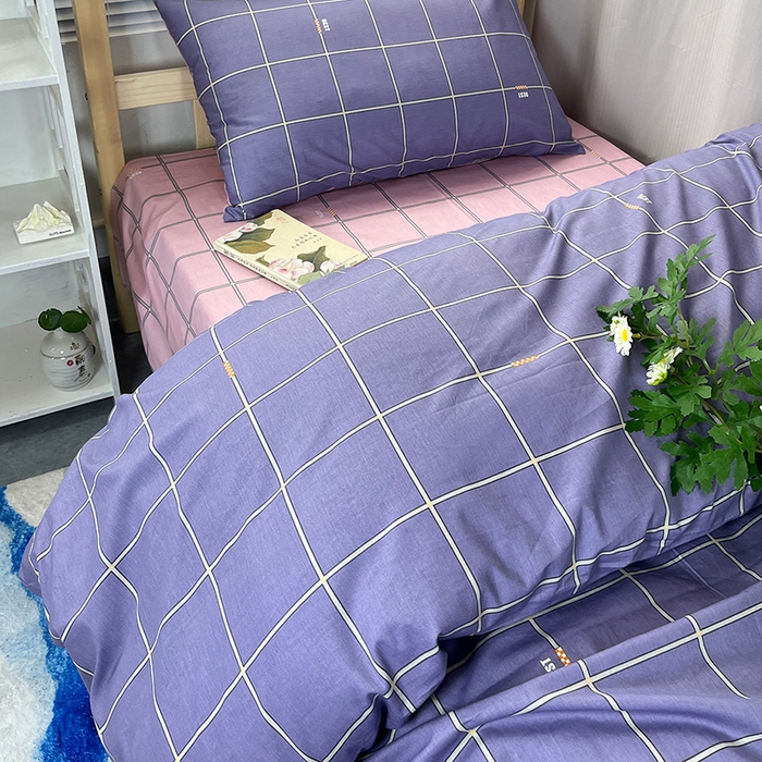 91家纺网 家纺一手货源 找家纺 云梦2025新款全棉印花学生宿舍套件 时间褶皱