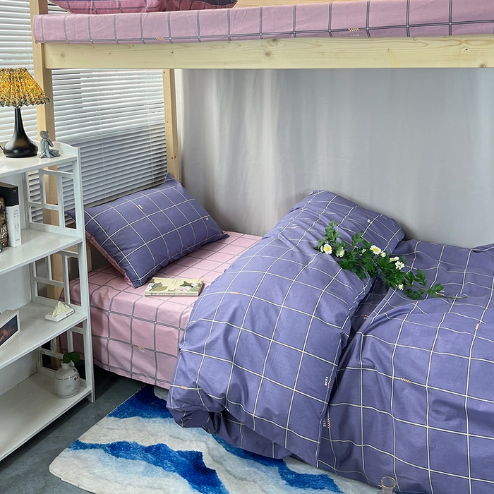 91家纺网 家纺一手货源 找家纺 云梦2025新款全棉印花学生宿舍套件 时间褶皱