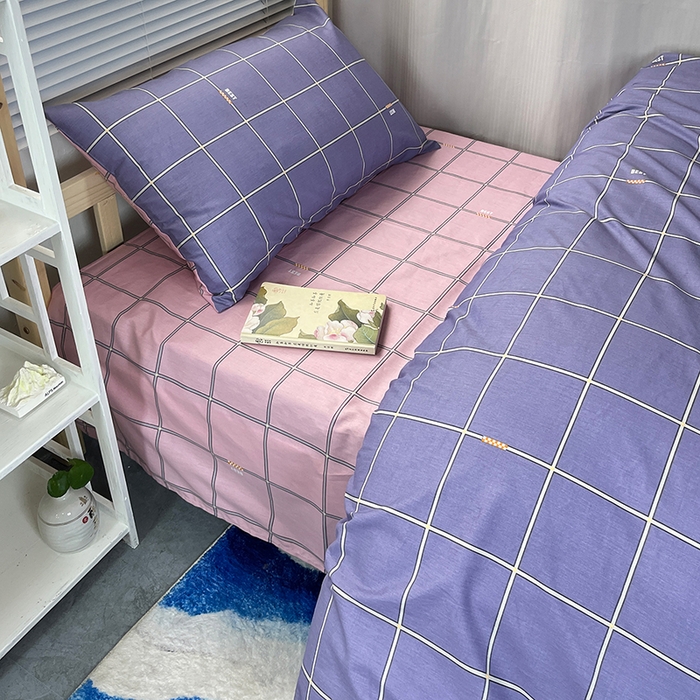 91家纺网 家纺一手货源 找家纺 云梦2025新款全棉印花学生宿舍套件 时间褶皱