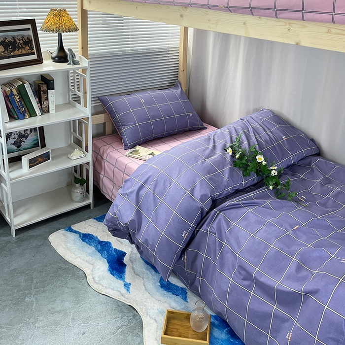 91家纺网 家纺一手货源 找家纺 云梦2025新款全棉印花学生宿舍套件 时间褶皱