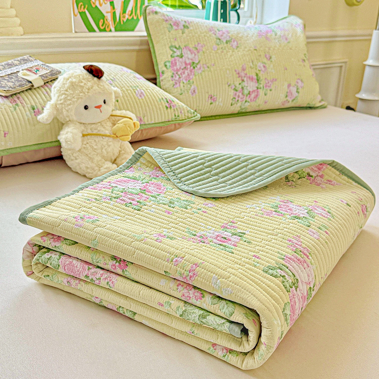 91家纺网 家纺一手货源 找家纺 恒尚居 2025新款云感床褥垫双层皱皱纱学生软床垫床护垫-四季款-系列二 花仙子