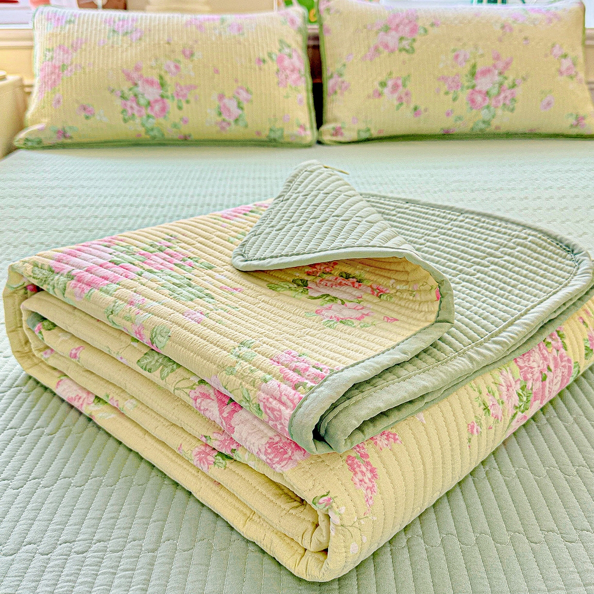 91家纺网 家纺一手货源 找家纺 恒尚居 2025新款云感床褥垫双层皱皱纱学生软床垫床护垫-四季款-系列二 花仙子