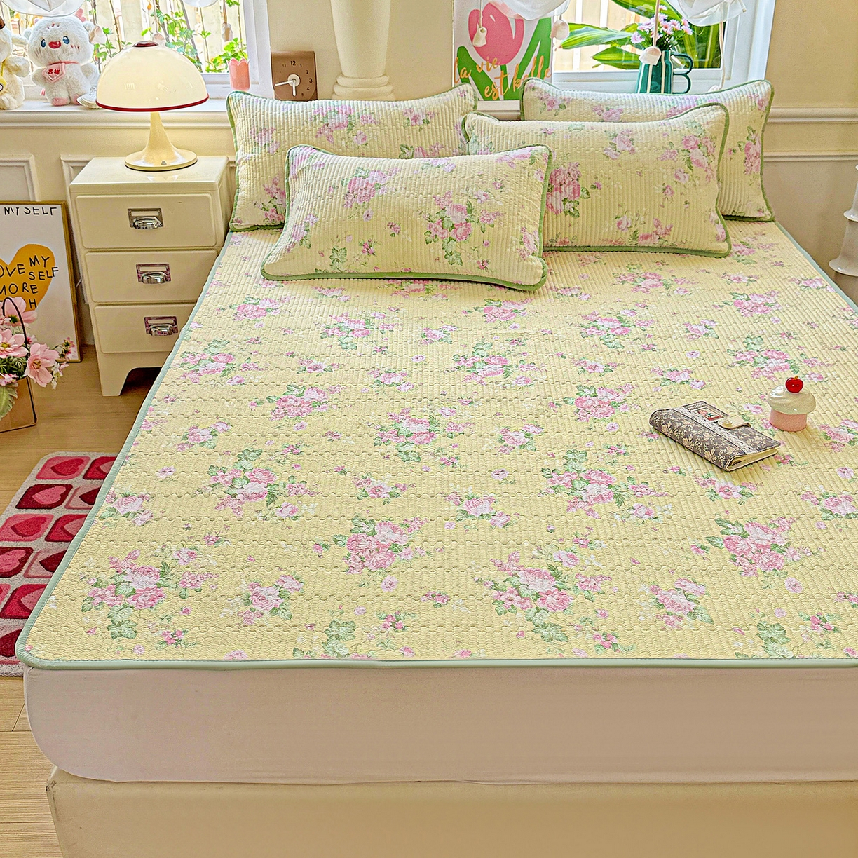 91家纺网 家纺一手货源 找家纺 恒尚居 2025新款云感床褥垫双层皱皱纱学生软床垫床护垫-四季款-系列二 花仙子