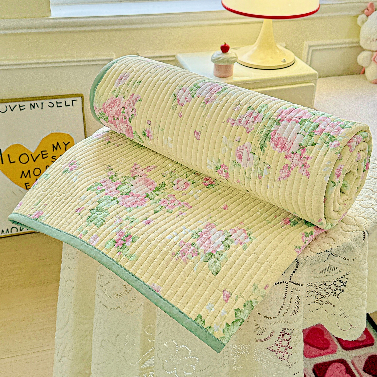 91家纺网 家纺一手货源 找家纺 恒尚居 2025新款云感床褥垫双层皱皱纱学生软床垫床护垫-四季款-系列二 花仙子