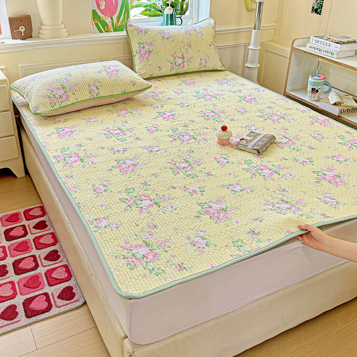 91家纺网 家纺一手货源 找家纺 恒尚居 2025新款云感床褥垫双层皱皱纱学生软床垫床护垫-四季款-系列二 花仙子