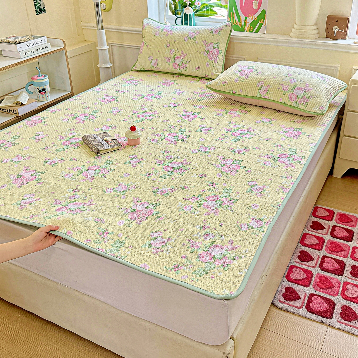 91家纺网 家纺一手货源 找家纺 恒尚居 2025新款云感床褥垫双层皱皱纱学生软床垫床护垫-四季款-系列二 花仙子