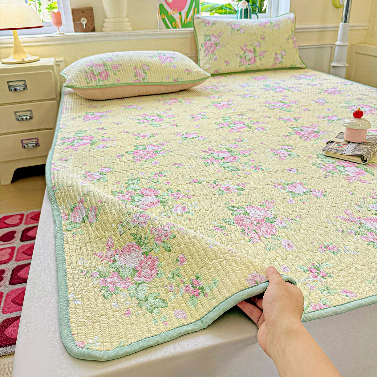 91家纺网 家纺一手货源 找家纺 恒尚居 2025新款云感床褥垫双层皱皱纱学生软床垫床护垫-四季款-系列二 花仙子