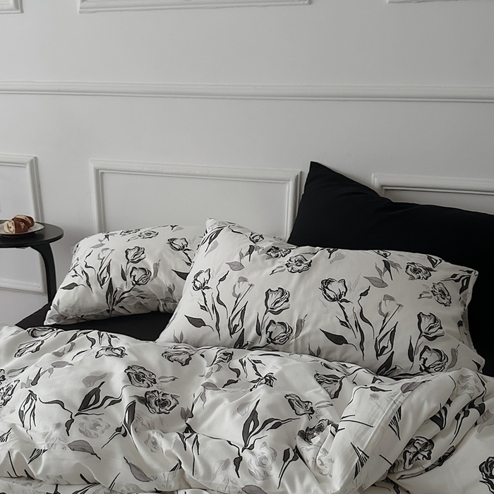 91家纺网 家纺一手货源 找家纺 （总）柚可家居 2025春夏新款40支全棉纯棉斜纹13372四件套-赫本玫瑰