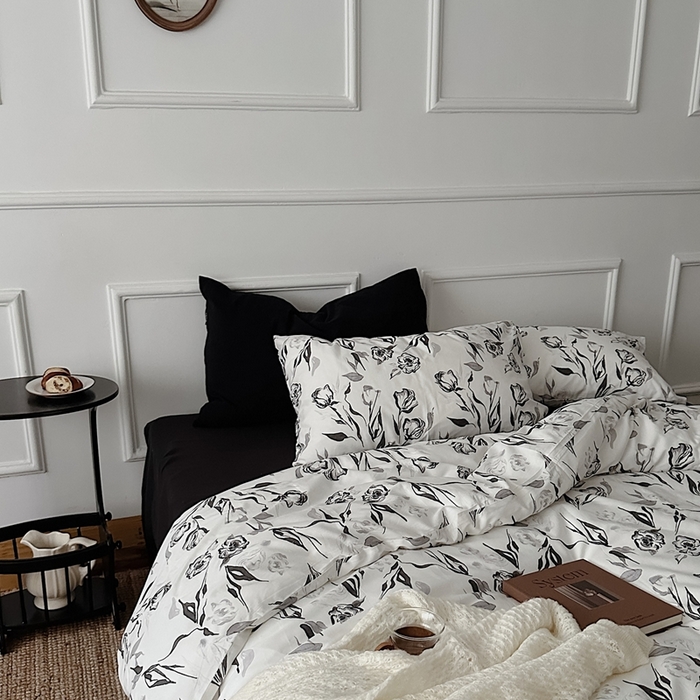 91家纺网 家纺一手货源 找家纺 （总）柚可家居 2025春夏新款40支全棉纯棉斜纹13372四件套-赫本玫瑰