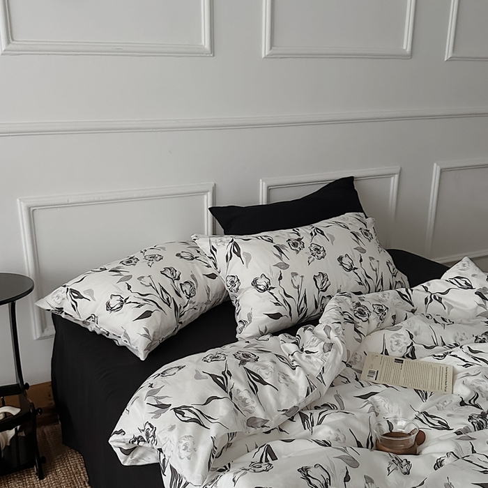 91家纺网 家纺一手货源 找家纺 （总）柚可家居 2025春夏新款40支全棉纯棉斜纹13372四件套-赫本玫瑰