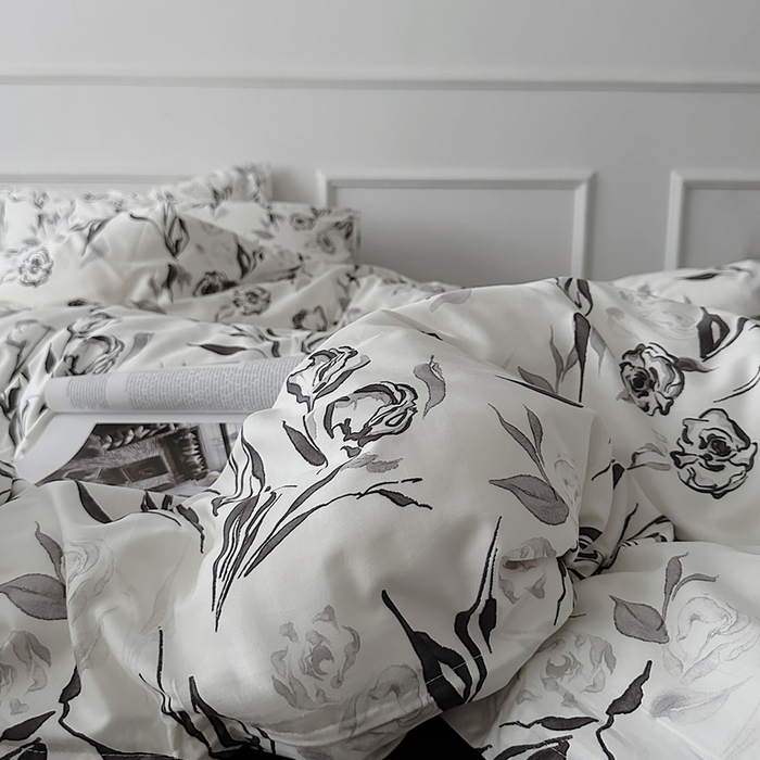 91家纺网 家纺一手货源 找家纺 （总）柚可家居 2025春夏新款40支全棉纯棉斜纹13372四件套-赫本玫瑰