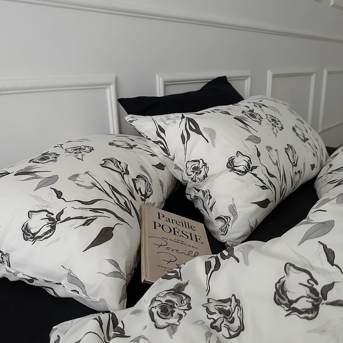 91家纺网 家纺一手货源 找家纺 （总）柚可家居 2025春夏新款40支全棉纯棉斜纹13372四件套-赫本玫瑰