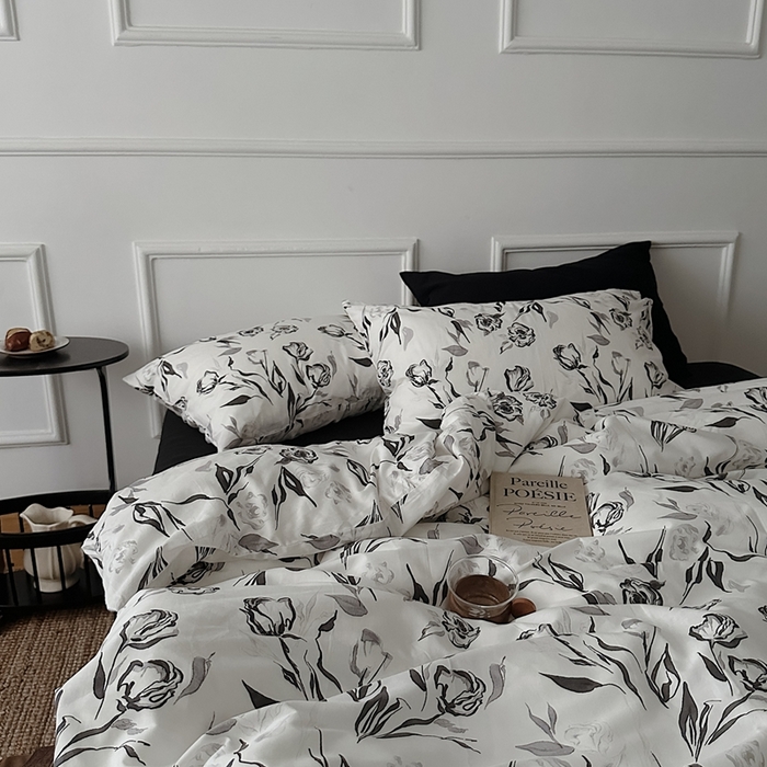 91家纺网 家纺一手货源 找家纺 （总）柚可家居 2025春夏新款40支全棉纯棉斜纹13372四件套-赫本玫瑰