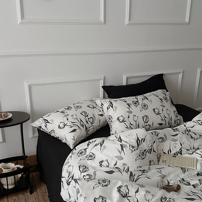 91家纺网 家纺一手货源 找家纺 （总）柚可家居 2025春夏新款40支全棉纯棉斜纹13372四件套-赫本玫瑰