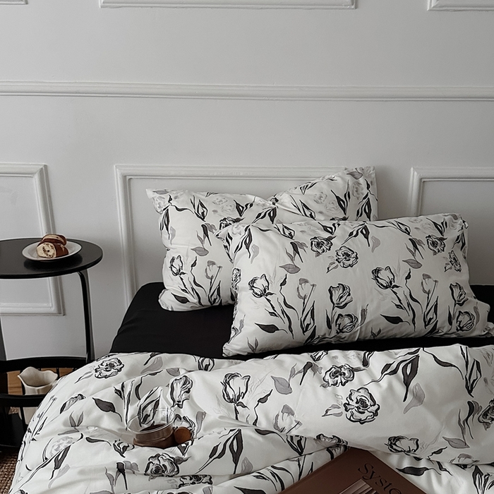 91家纺网 家纺一手货源 找家纺 （总）柚可家居 2025春夏新款40支全棉纯棉斜纹13372四件套-赫本玫瑰