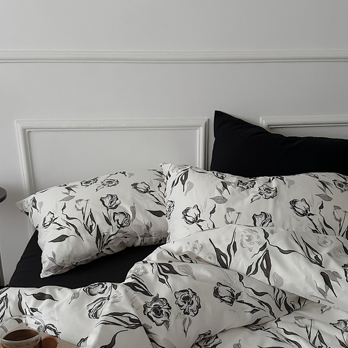 91家纺网 家纺一手货源 找家纺 （总）柚可家居 2025春夏新款40支全棉纯棉斜纹13372四件套-赫本玫瑰