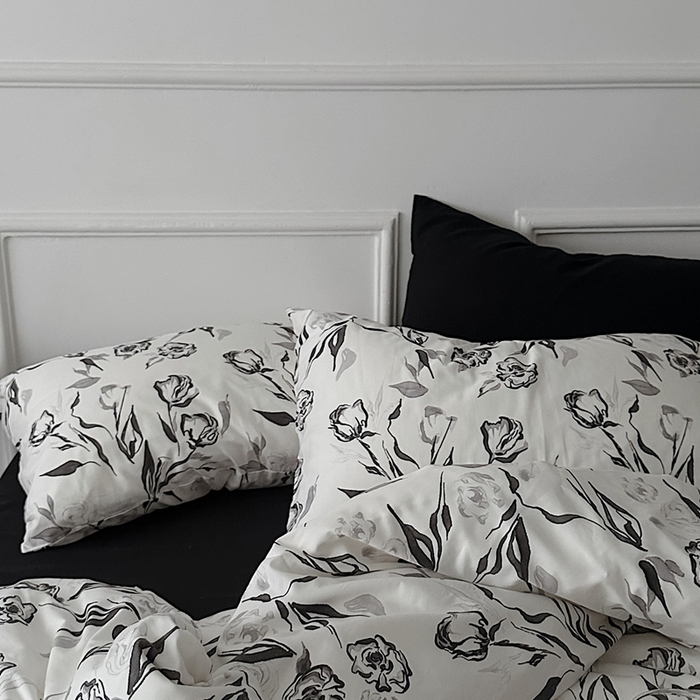 91家纺网 家纺一手货源 找家纺 （总）柚可家居 2025春夏新款40支全棉纯棉斜纹13372四件套-赫本玫瑰