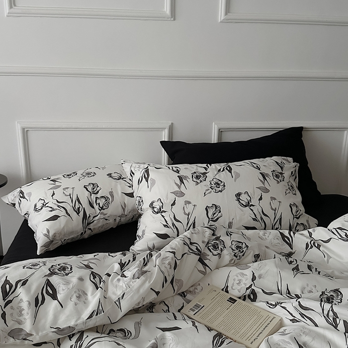 91家纺网 家纺一手货源 找家纺 （总）柚可家居 2025春夏新款40支全棉纯棉斜纹13372四件套-赫本玫瑰