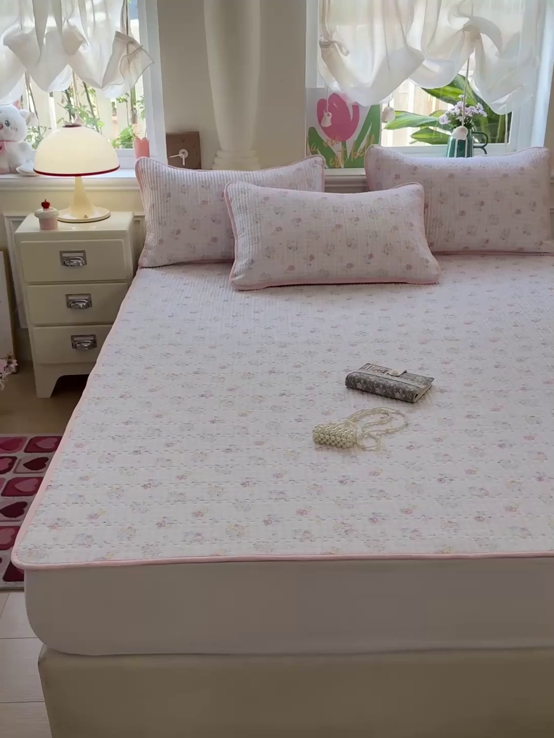91家纺网 家纺一手货源 找家纺 恒尚居 2025新款云感床褥垫双层皱皱纱学生软床垫床护垫-四季款-系列二 美好时光