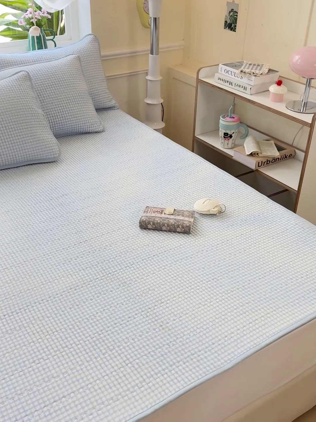 91家纺网 家纺一手货源 找家纺 恒尚居 2025新款云感床褥垫双层皱皱纱学生软床垫床护垫-四季款-系列二 天蓝格