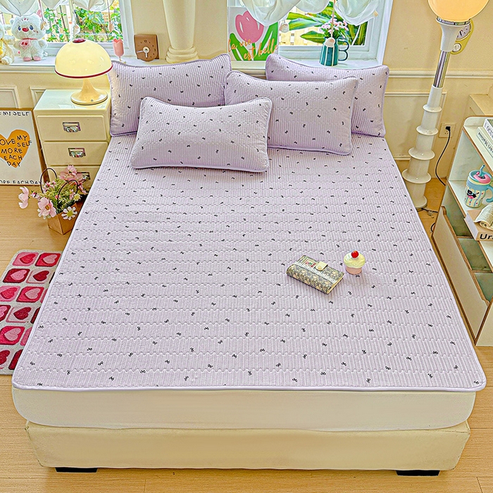 91家纺网 家纺一手货源 找家纺 恒尚居 2025新款云感床褥垫双层皱皱纱学生软床垫床护垫-四季款-系列二 紫萱