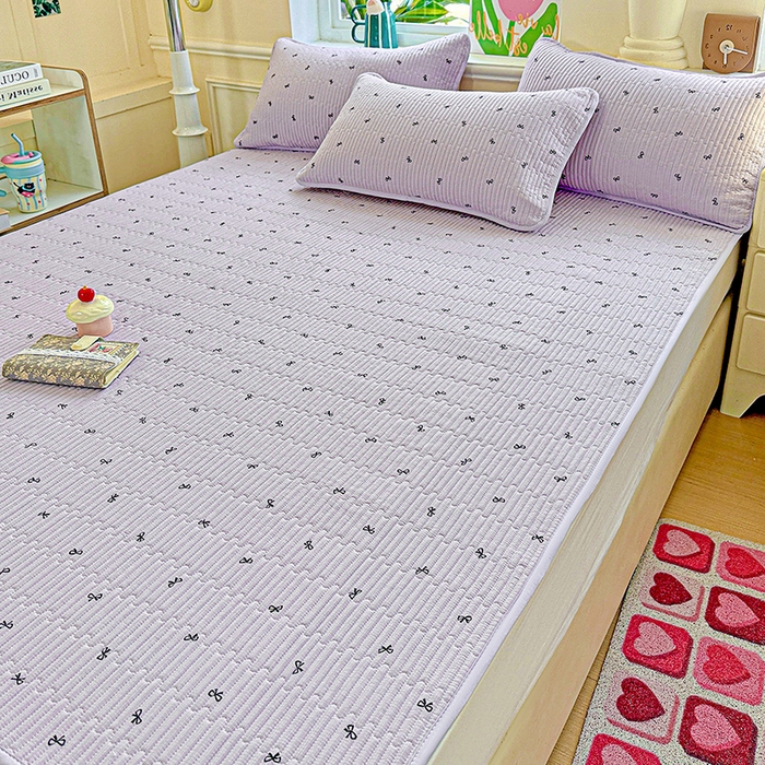 91家纺网 家纺一手货源 找家纺 恒尚居 2025新款云感床褥垫双层皱皱纱学生软床垫床护垫-四季款-系列二 紫萱