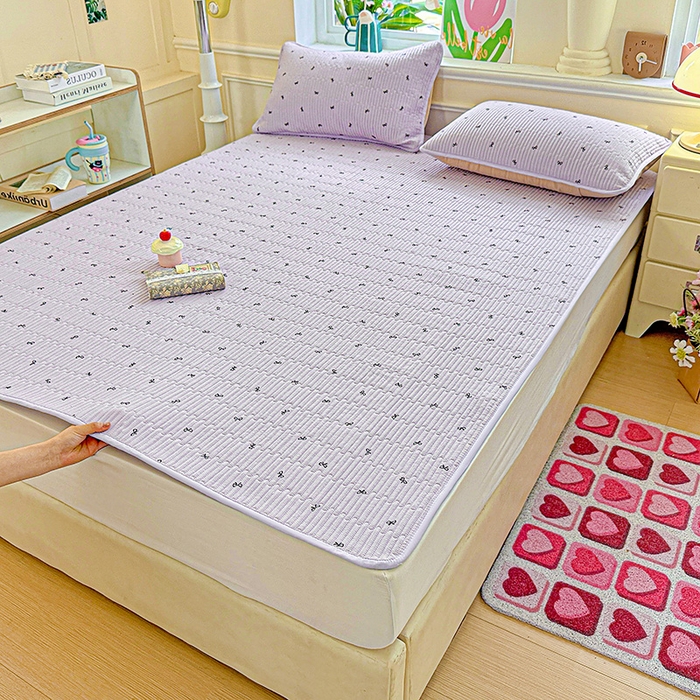 91家纺网 家纺一手货源 找家纺 恒尚居 2025新款云感床褥垫双层皱皱纱学生软床垫床护垫-四季款-系列二 紫萱