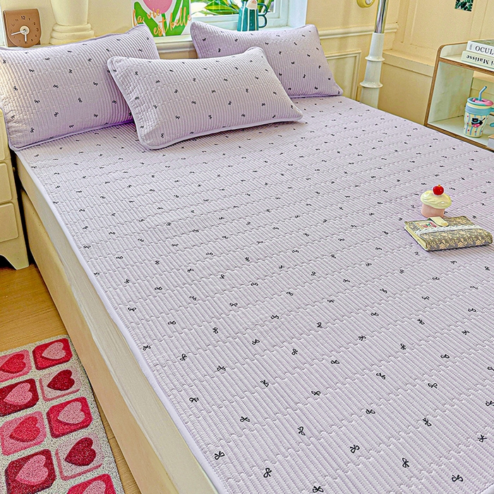 91家纺网 家纺一手货源 找家纺 恒尚居 2025新款云感床褥垫双层皱皱纱学生软床垫床护垫-四季款-系列二 紫萱