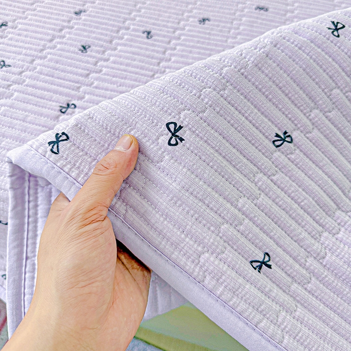 91家纺网 家纺一手货源 找家纺 恒尚居 2025新款云感床褥垫双层皱皱纱学生软床垫床护垫-四季款-系列二 紫萱