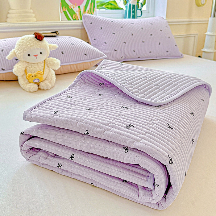 91家纺网 家纺一手货源 找家纺 恒尚居 2025新款云感床褥垫双层皱皱纱学生软床垫床护垫-四季款-系列二 紫萱