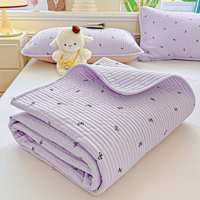 91家纺网 家纺一手货源 找家纺 恒尚居 2025新款云感床褥垫双层皱皱纱学生软床垫床护垫-四季款-系列二 紫萱