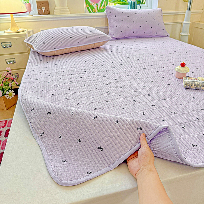 91家纺网 家纺一手货源 找家纺 恒尚居 2025新款云感床褥垫双层皱皱纱学生软床垫床护垫-四季款-系列二 紫萱