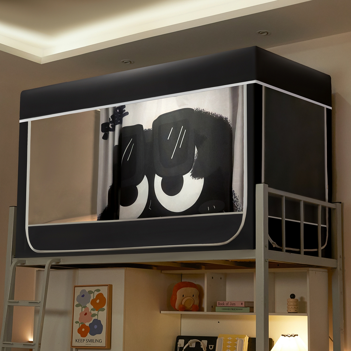 91家纺网 家纺一手货源 找家纺 冉美家纺 2025U型坐床烤学生漆支架蚊帐 摆烂芝麻球