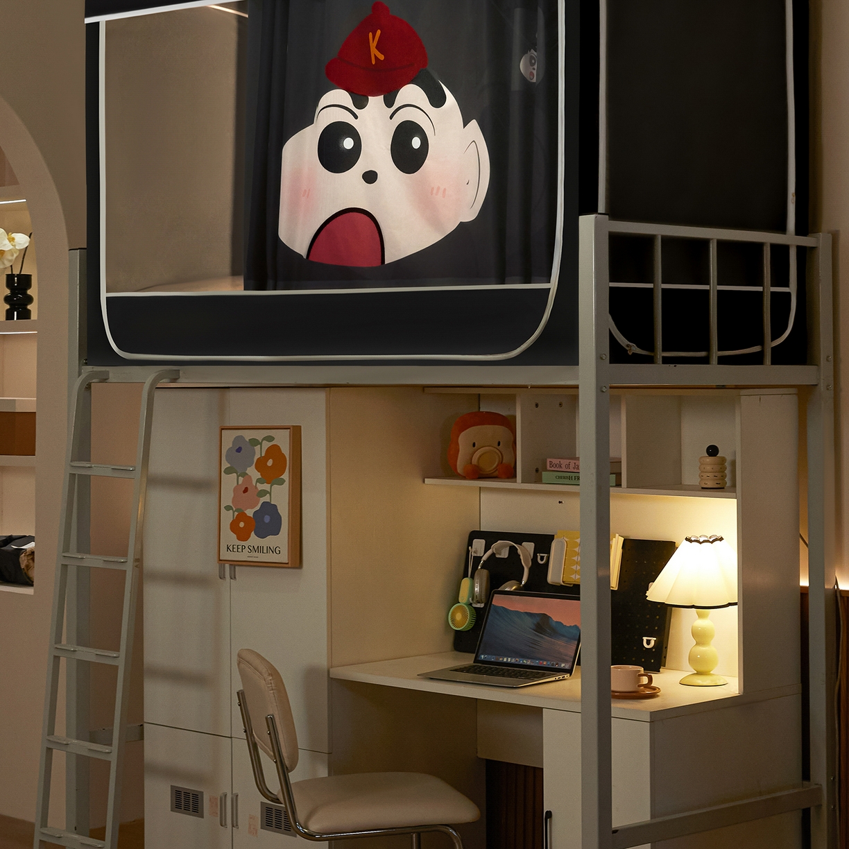 91家纺网 家纺一手货源 找家纺 冉美家纺 2025U型坐床烤学生漆支架蚊帐  快乐小新