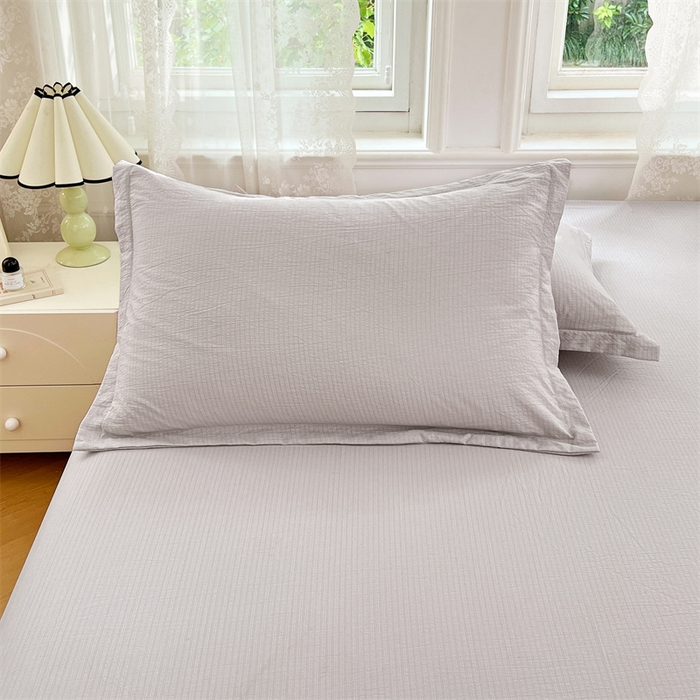 91家纺网 家纺一手货源 找家纺 梦舒羽 2025新款云感双层纱印花枕套宿舍单人枕芯套一对装枕头套 梦境灰