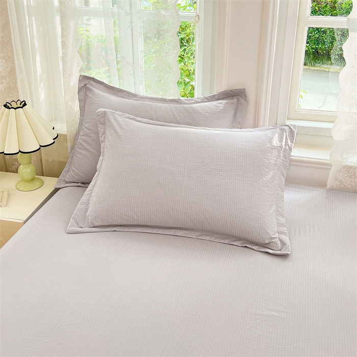 91家纺网 家纺一手货源 找家纺 梦舒羽 2025新款云感双层纱印花枕套宿舍单人枕芯套一对装枕头套 梦境灰