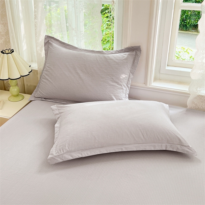 91家纺网 家纺一手货源 找家纺 梦舒羽 2025新款云感双层纱印花枕套宿舍单人枕芯套一对装枕头套 梦境灰