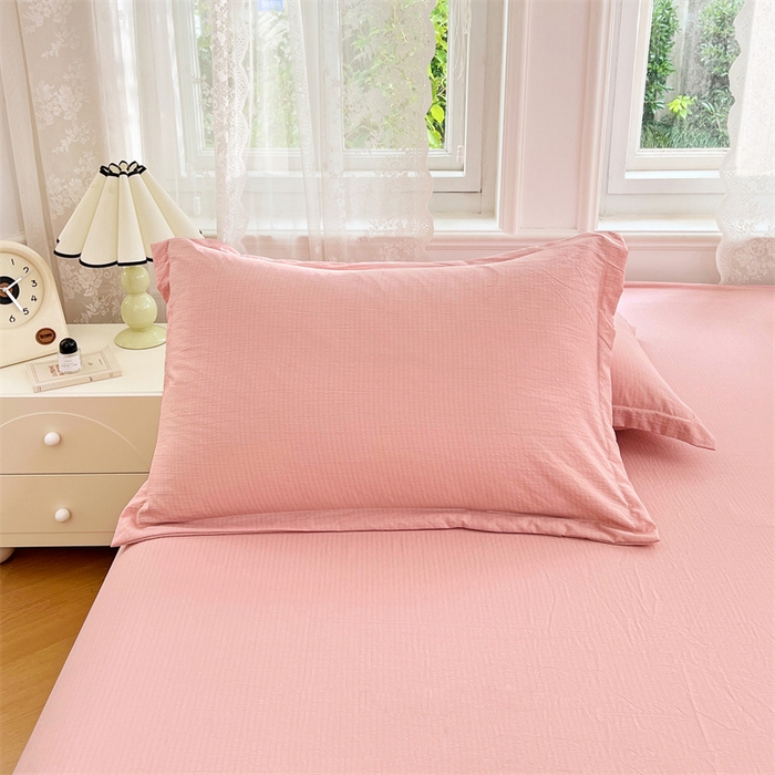 91家纺网 家纺一手货源 找家纺 梦舒羽 2025新款云感双层纱印花枕套宿舍单人枕芯套一对装枕头套 告白粉