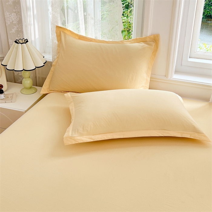 梦舒羽 2025新款云感双层纱印花枕套宿舍单人枕芯套一对装枕头套 奶酪黄