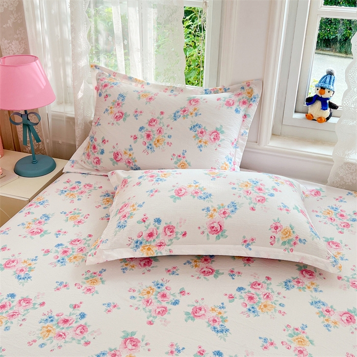 梦舒羽 2025新款云感双层纱印花枕套宿舍单人枕芯套一对装枕头套 朝花夕拾